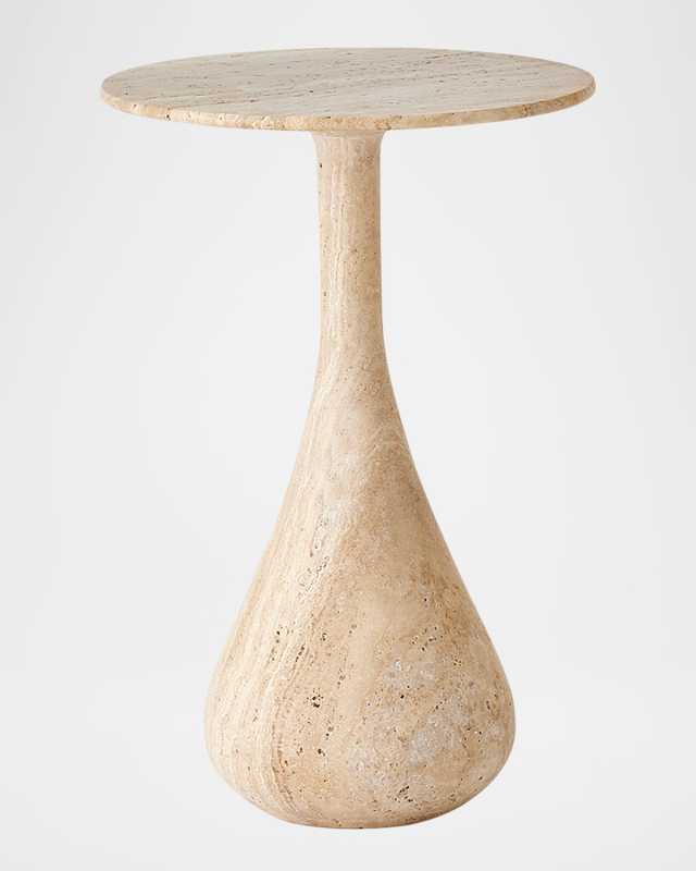 Dea Small Accent Table, Travertine